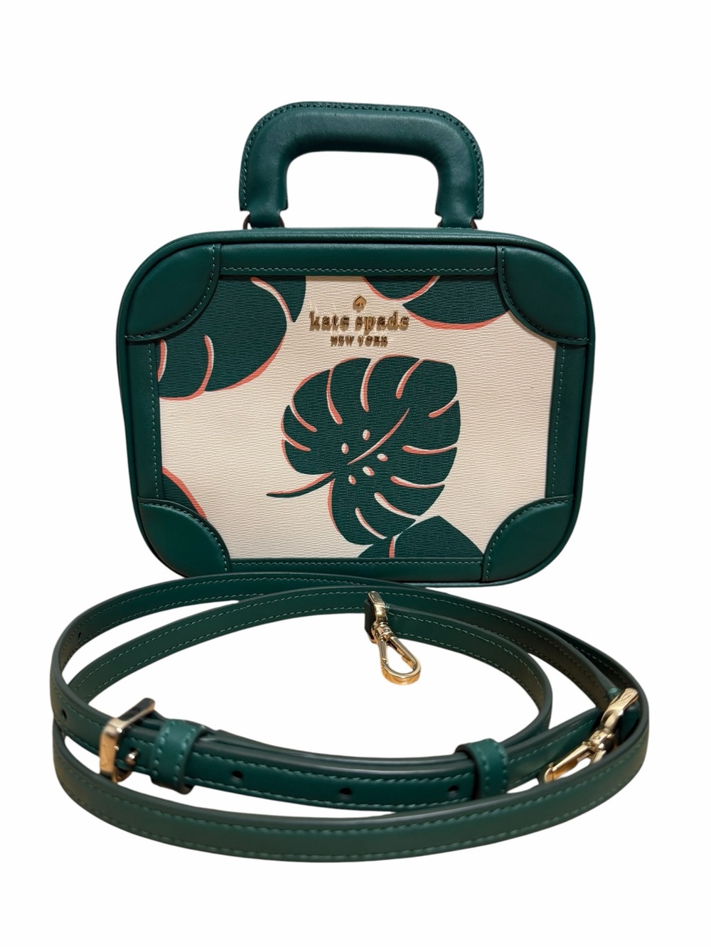 Kate Spade New York Monstera Leaves Traveler Trunk Crossbody Bag
